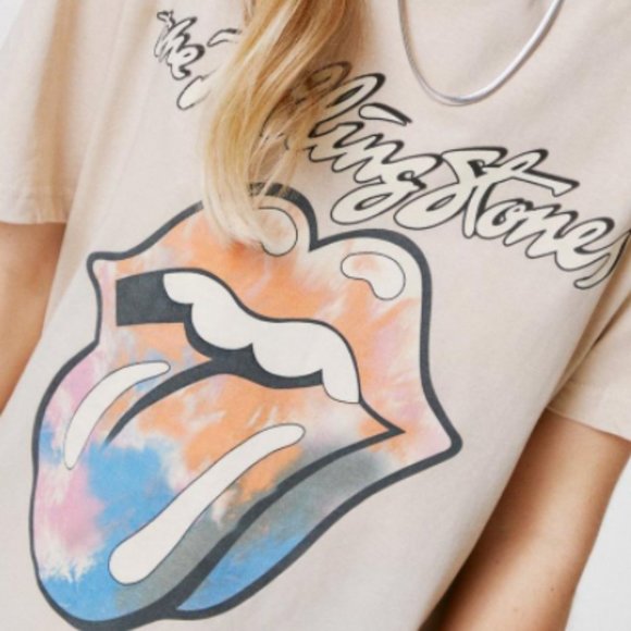 Rolling Stones Tie-Dye Graphic Band Shirt - Picture 2 of 4